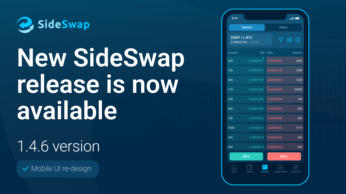 SideSwap Mobile User Interface (UI) redesign
